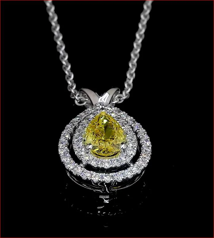 1.22 Cts 14k White Gold Pear Shape Double Halo Pendant - Image 2