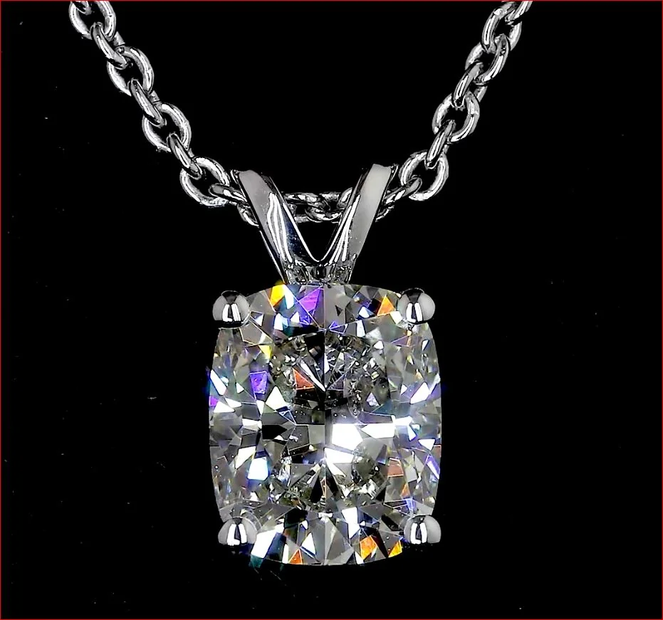 1.53 Cts 14k White Gold Cushion Modified Shape Solitaire Pendant - Image 2