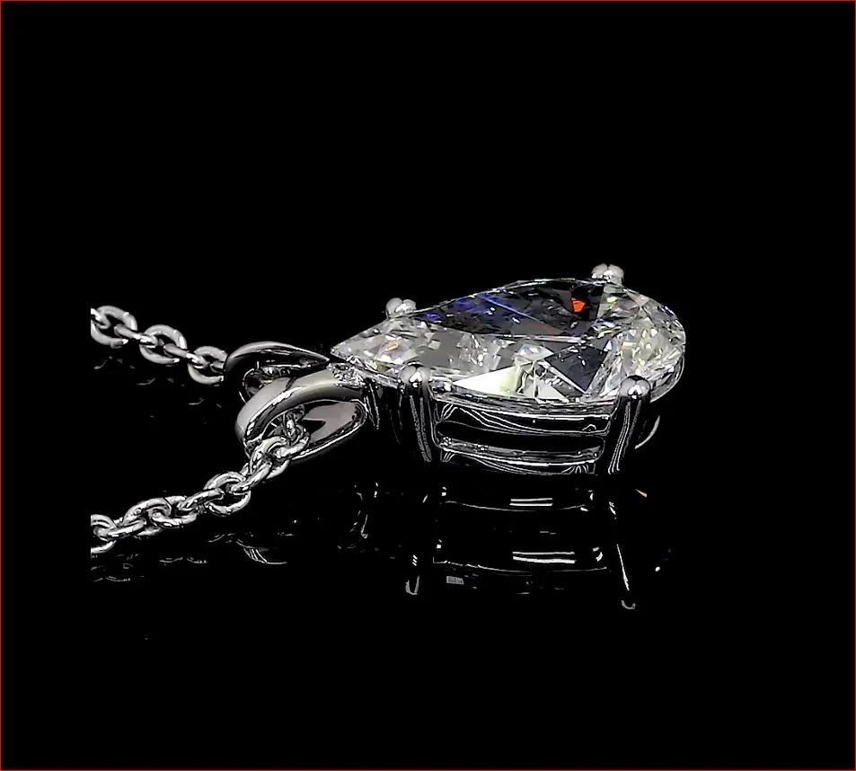 1.04 Cts 14k White Gold Pear Shape Solitaire Pendant - Image 2
