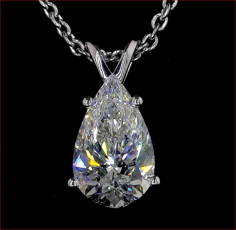 1.04 Cts 14k White Gold Pear Shape Solitaire Pendant - Image 3