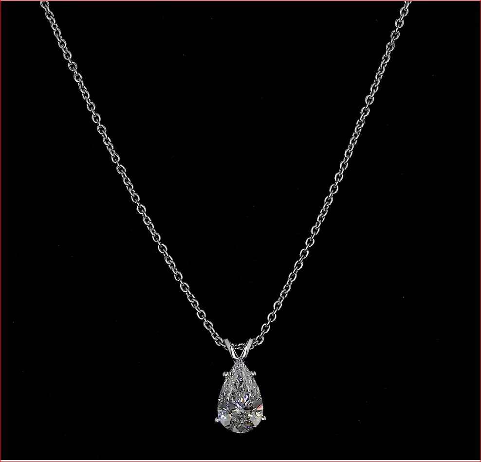1.04 Cts 14k White Gold Pear Shape Solitaire Pendant - Video