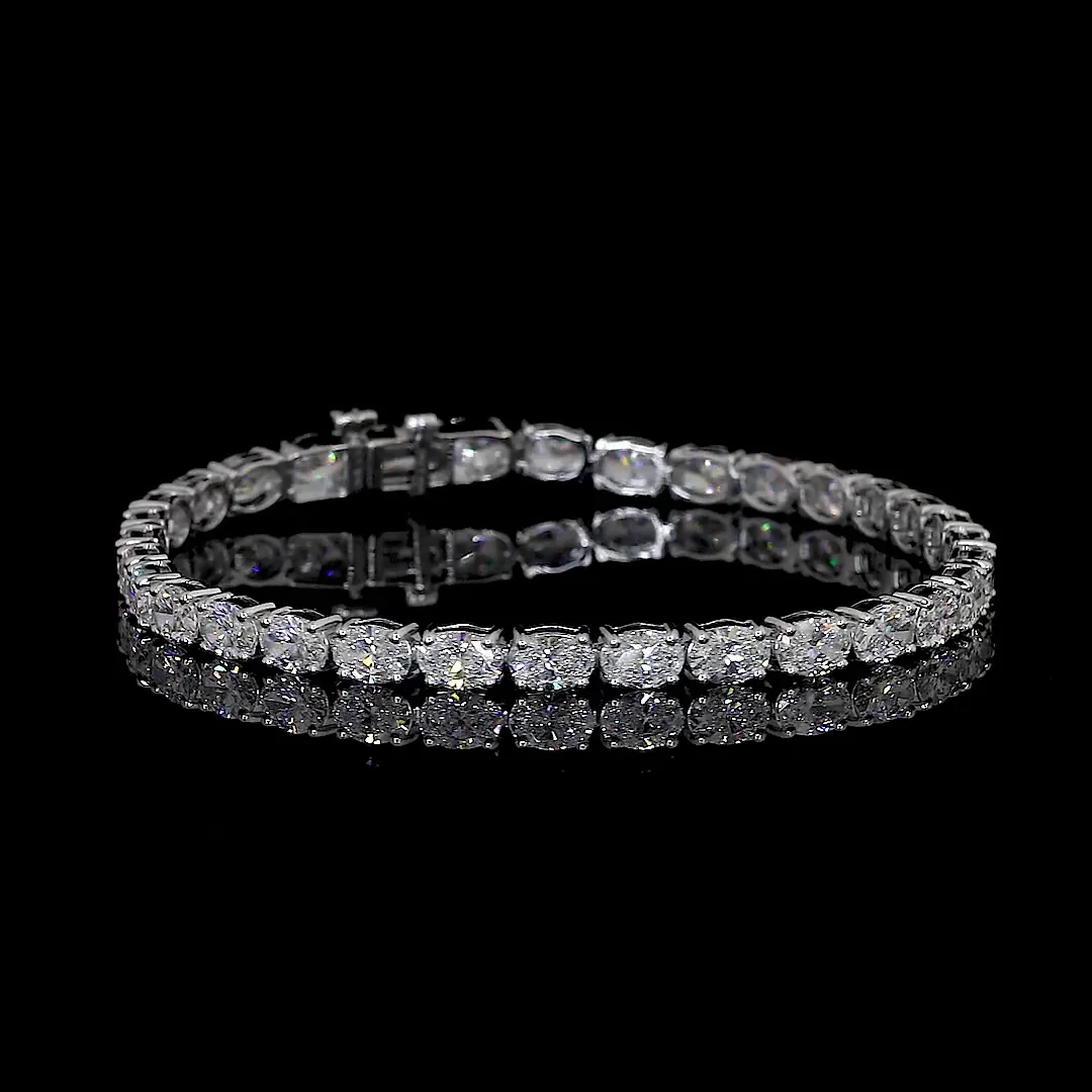 8.02 Cts 14k White Gold Oval Shape Tennis Bracelet - Video