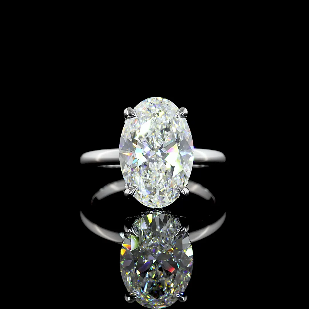 8.48 Cts 14k White Gold Oval Shape Hidden Halo Ring - Video