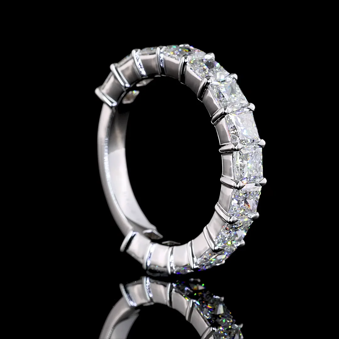 4.24 Cts 14k White Gold Princess Shape 3/4 Band Eternity Band - Image 2