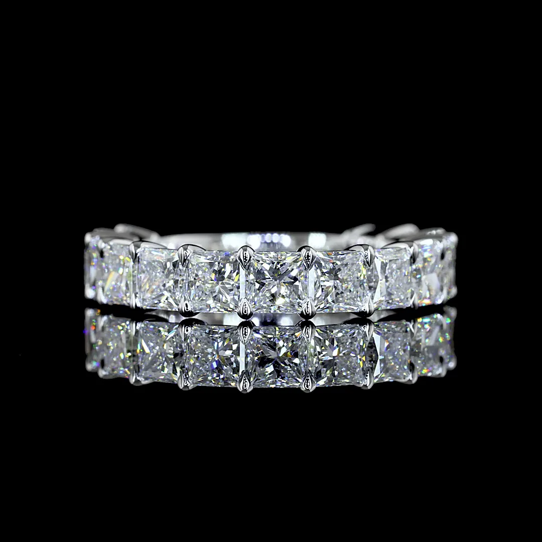 4.24 Cts 14k White Gold Princess Shape 3/4 Band Eternity Band - Video