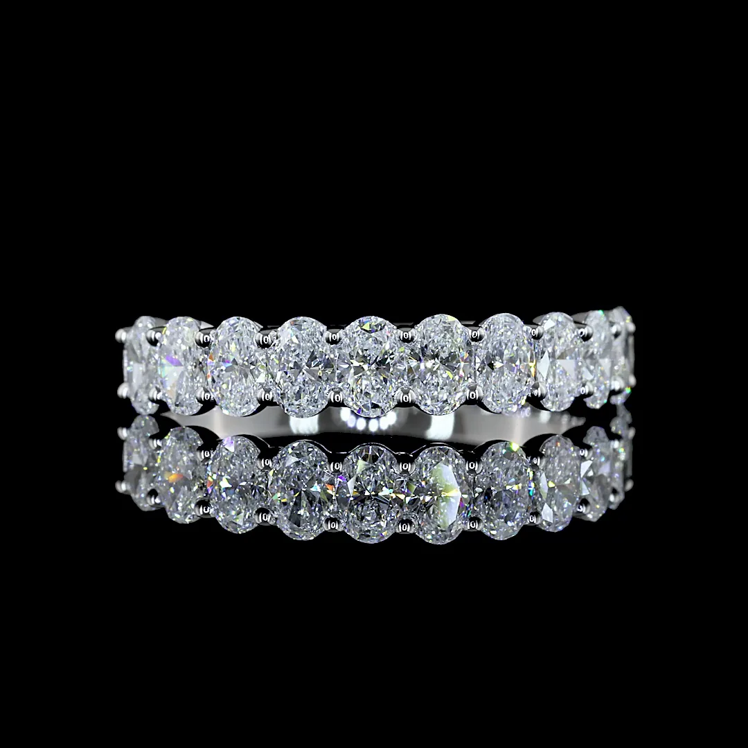 1.15 Cts 14k White Gold Oval Shape Half Eternity Eternity Band - Video
