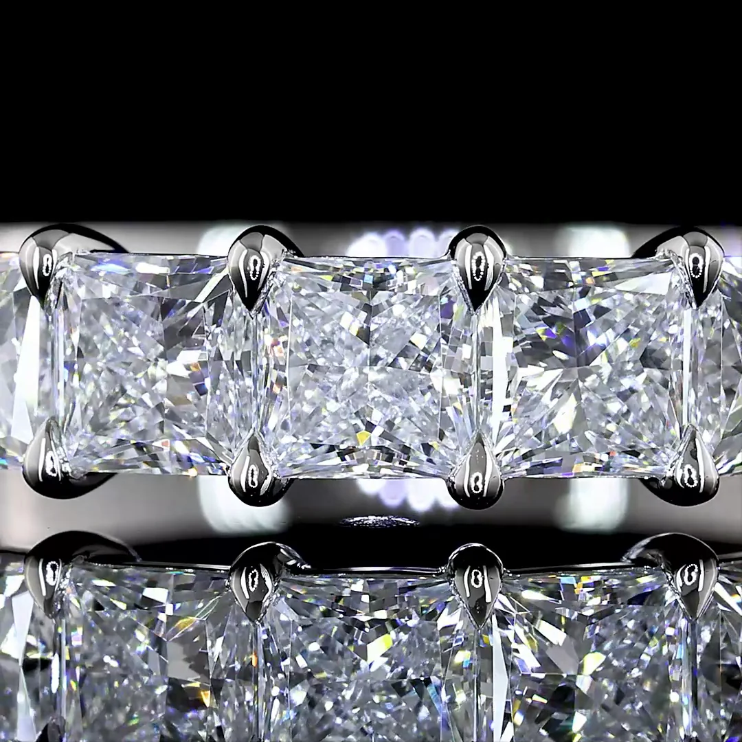 2.1 Cts Platinum Princess Shape 7 Stones Eternity Band - Image 3