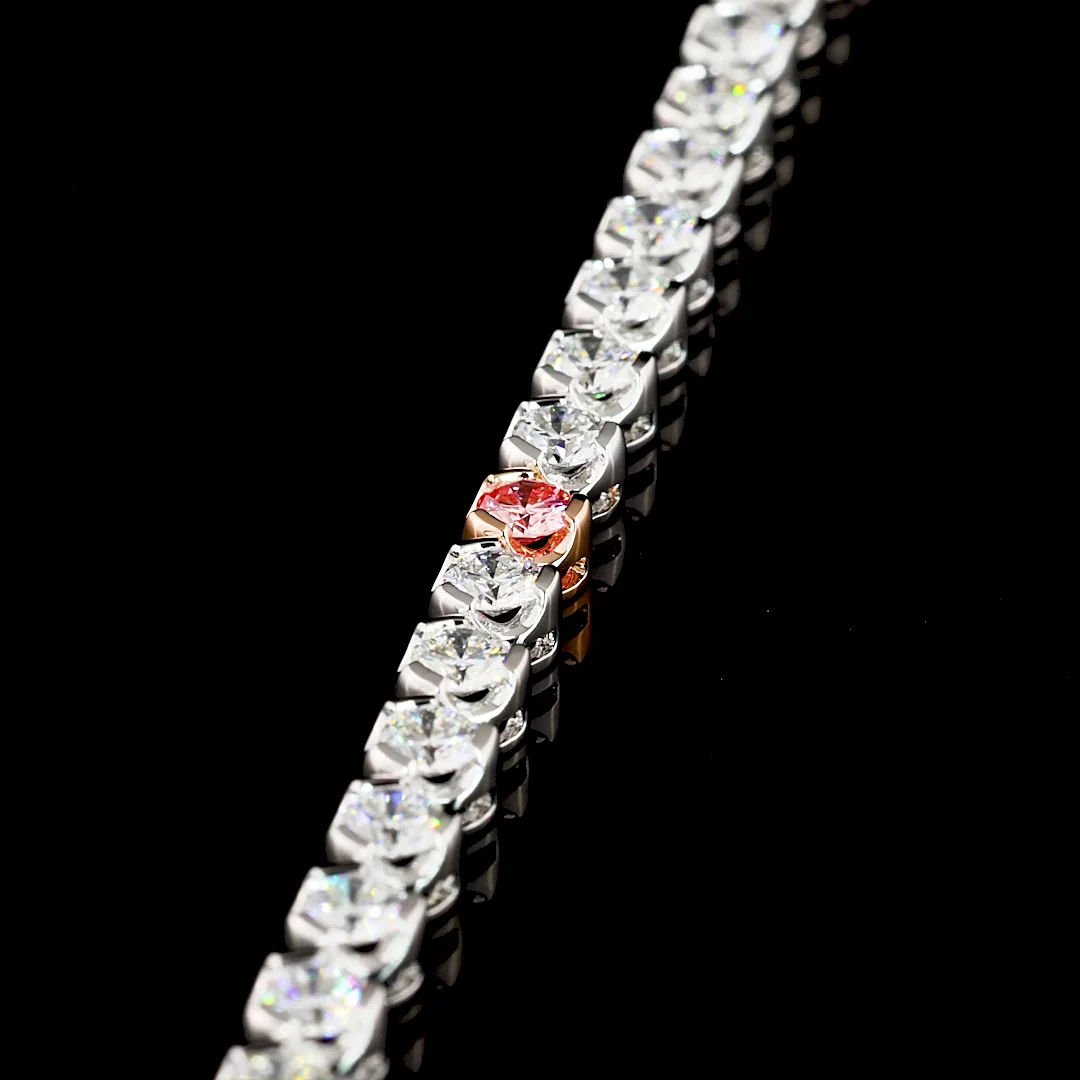 4.76 Cts 14k Two Tone Round Shape Tennis Bracelet - Image 3