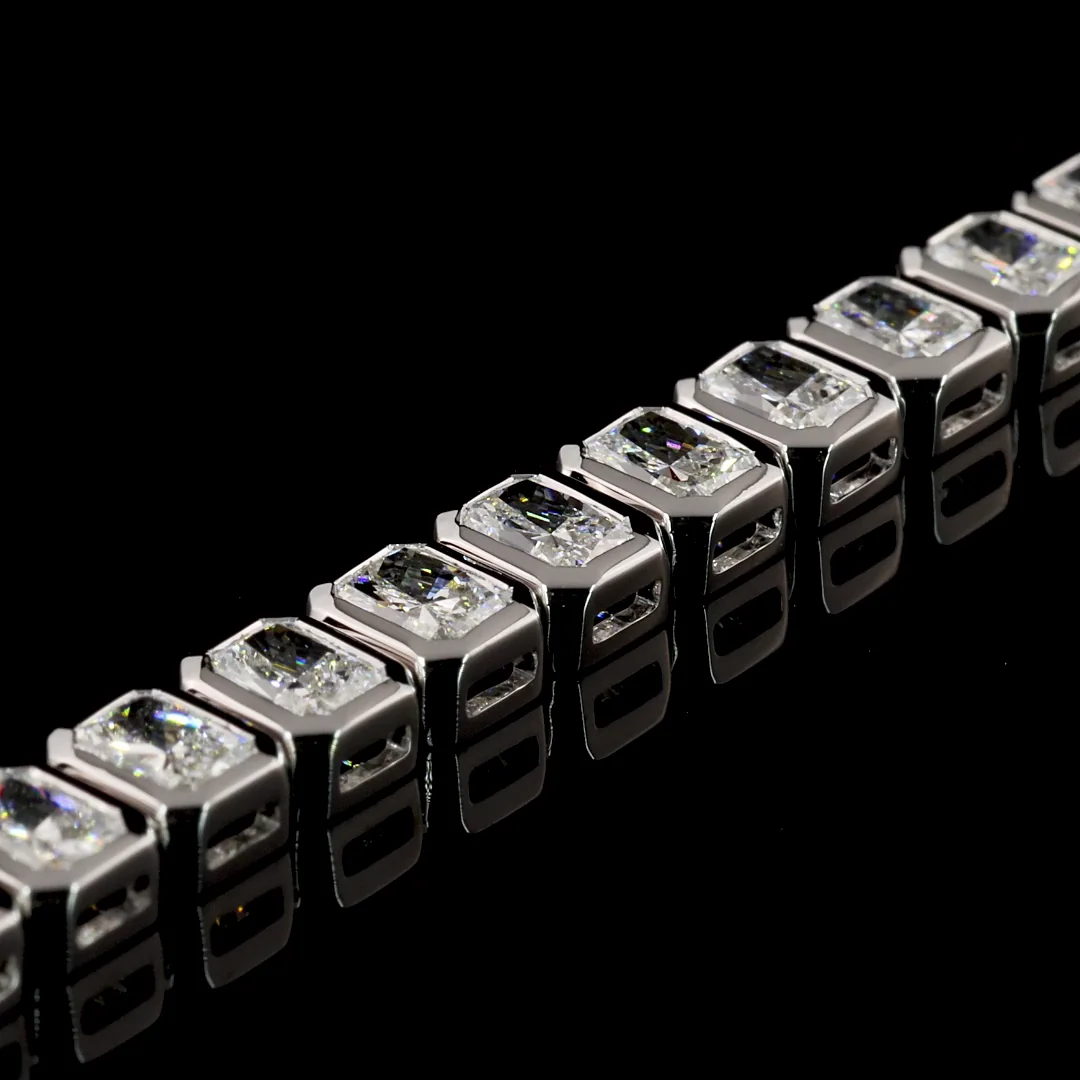 6.98 Cts 14k White Gold Radiant Shape Tennis Bracelet - Image 3