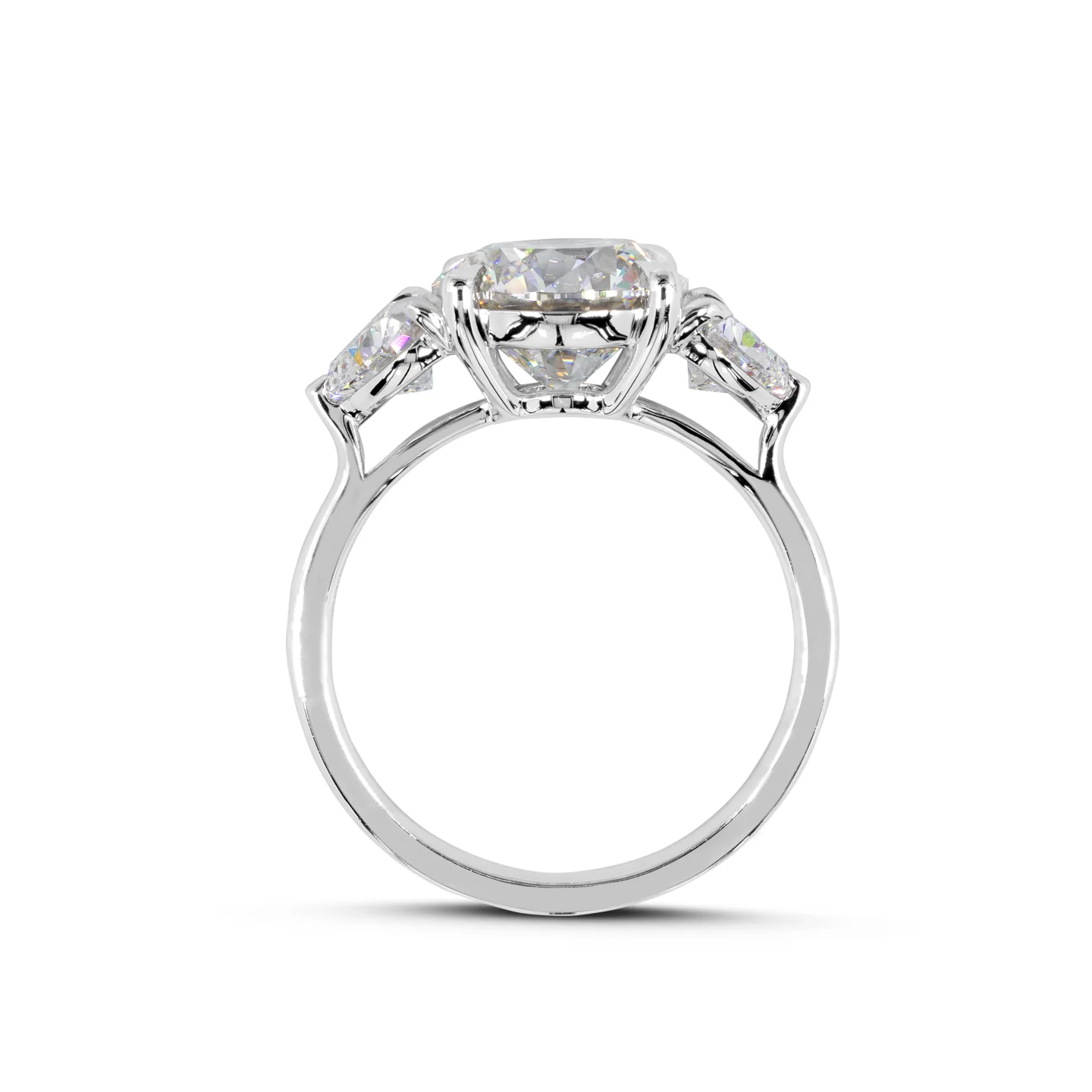 4.42 Cts 14k White Gold Round Shape 3 Stones Ring - Image 3
