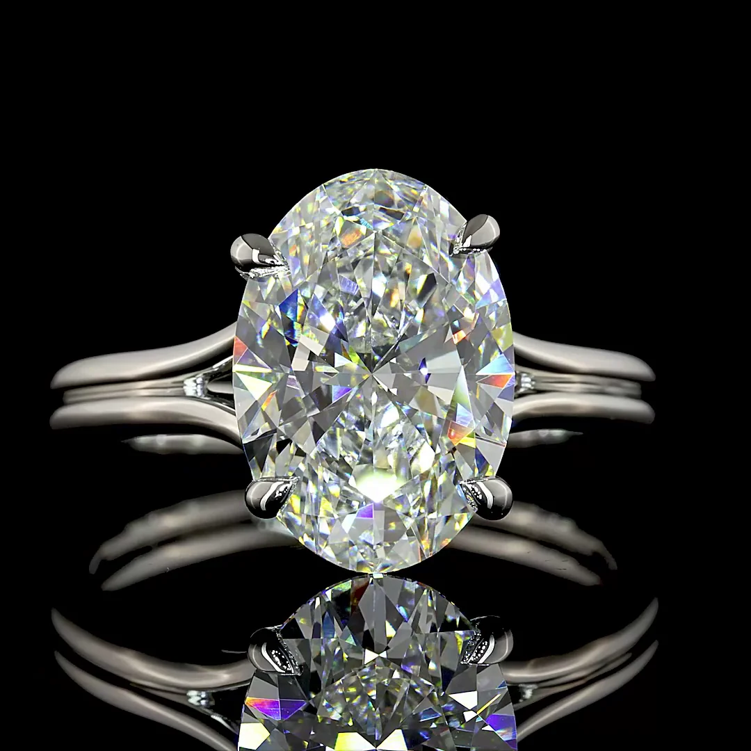 3.5 Cts Platinum Oval Shape Solitaire Ring - Image 3