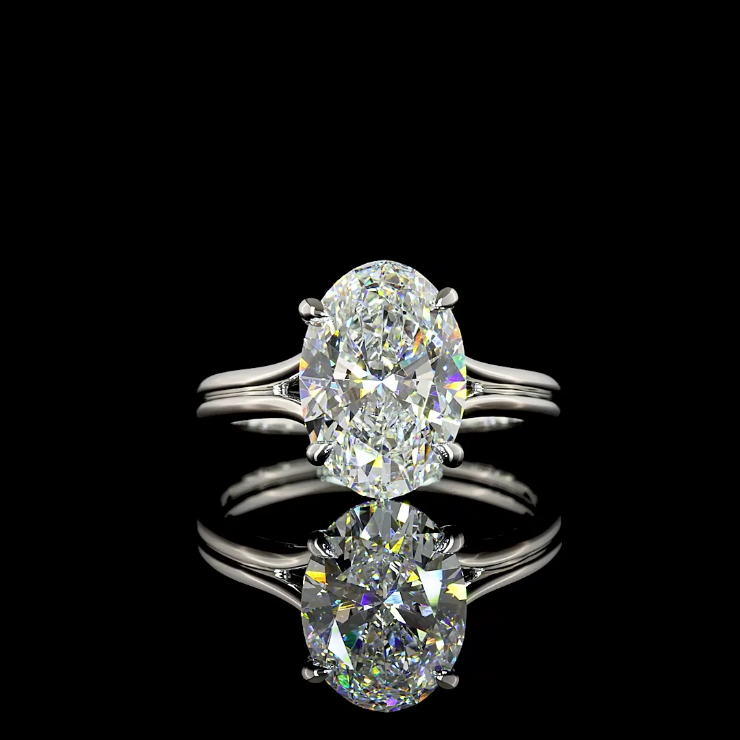 3.5 Cts Platinum Oval Shape Solitaire Ring - Video