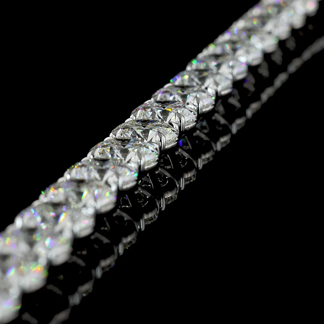 68.71 Cts 14k White Gold Round Shape Tennis Necklace - Image 4