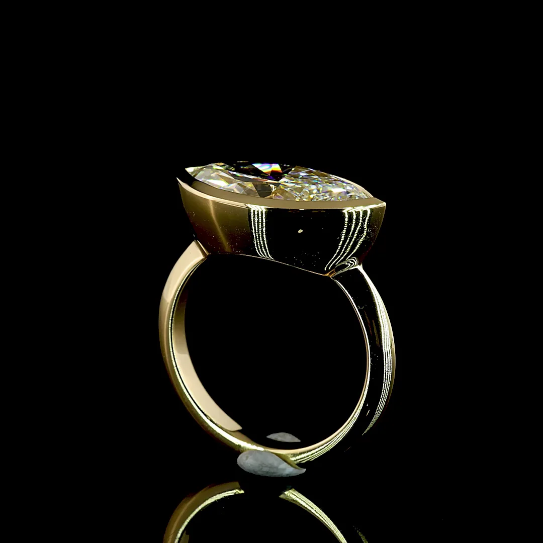4.16 Cts 14k Yellow Gold Marquise Shape Solitaire Ring - Image 2