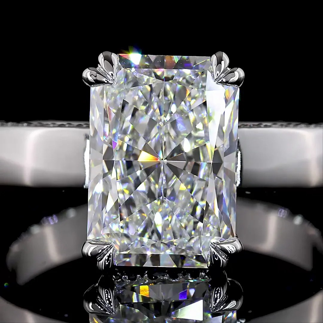 3.94 Cts 14k White Gold Radiant Shape Split Shank Ring - Image 3