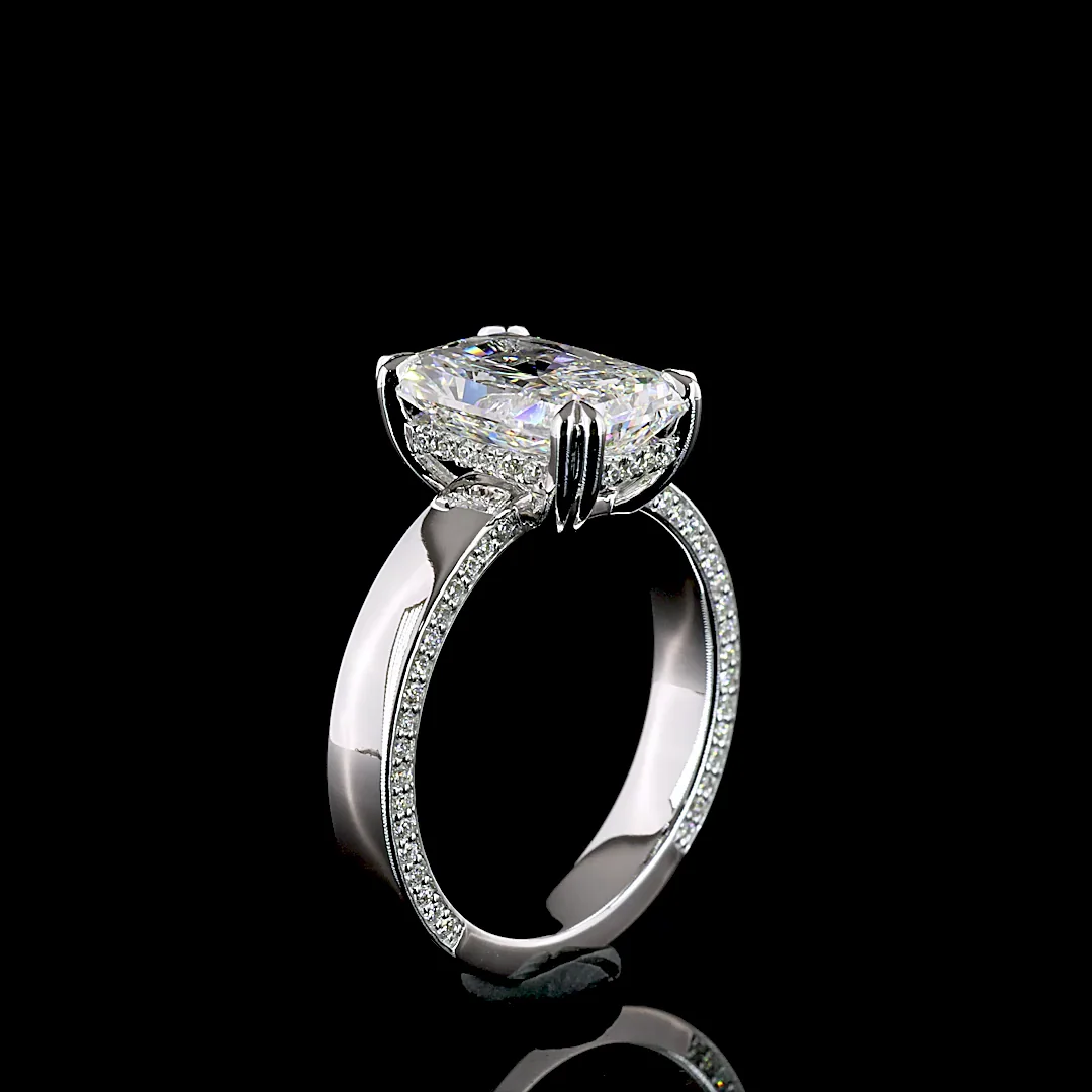3.94 Cts 14k White Gold Radiant Shape Split Shank Ring - Image 4