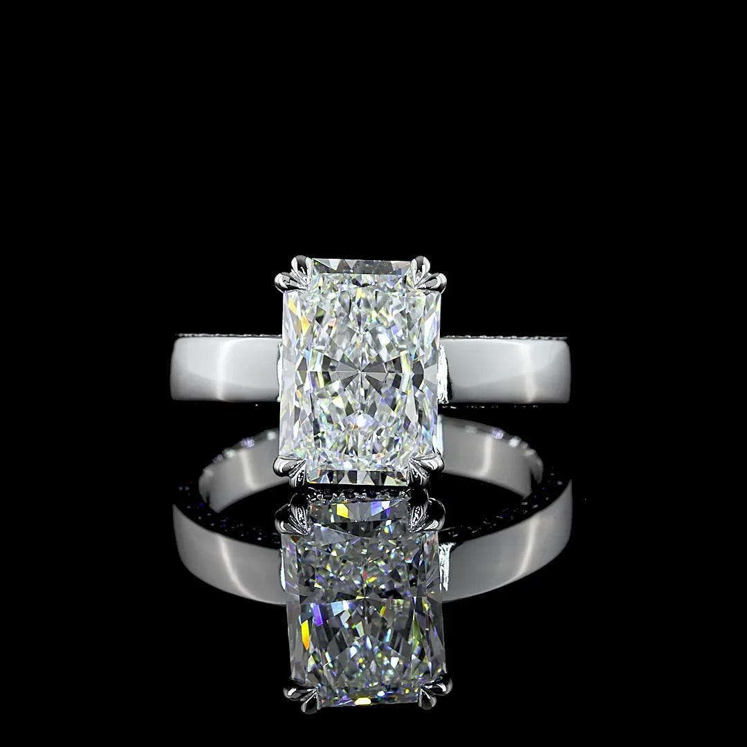 3.94 Cts 14k White Gold Radiant Shape Split Shank Ring - Video