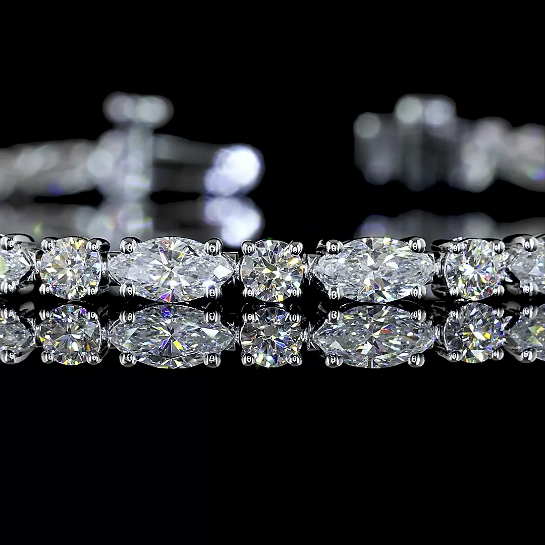 4.16 Cts 14k White Gold Marquise Shape Tennis Bracelet - Image 2