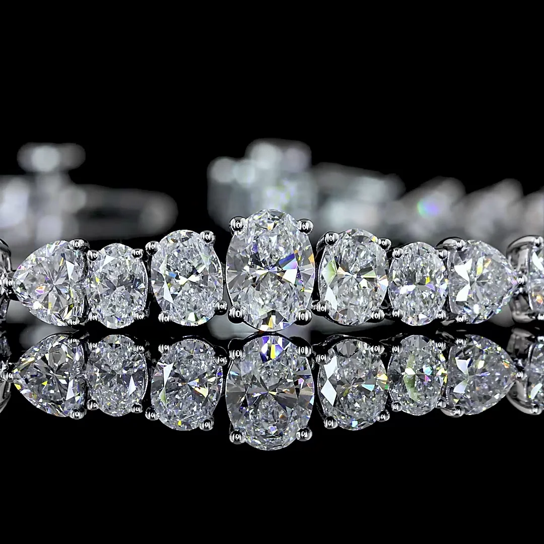 6.96 Cts 14k White Gold Mix Shape Tennis Bracelet - Image 2