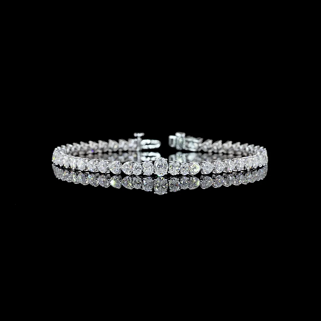 6.96 Cts 14k White Gold Mix Shape Tennis Bracelet - Video