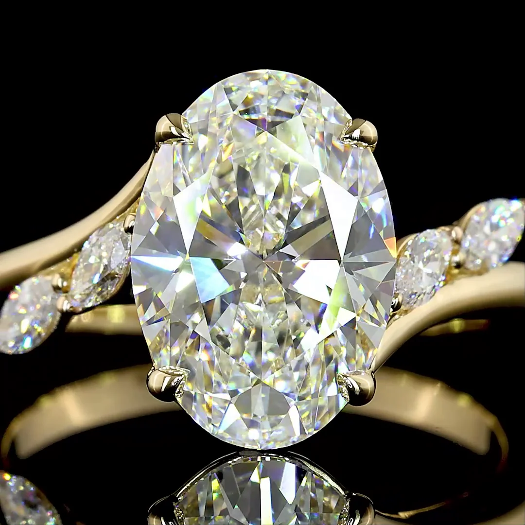 3.27 Cts 14k Yellow Gold Oval Shape Special Ring - Image 3