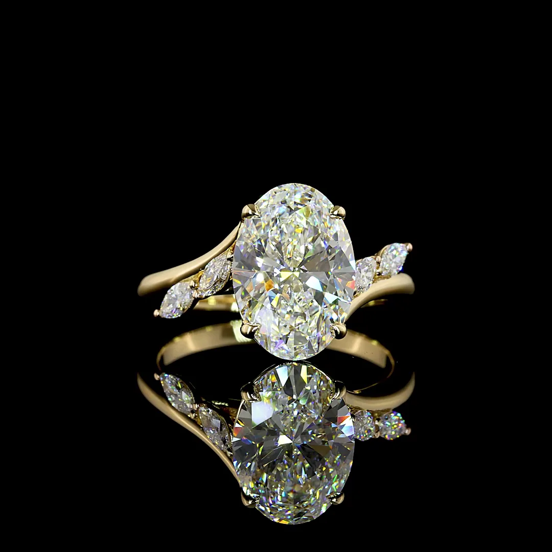 3.27 Cts 14k Yellow Gold Oval Shape Special Ring - Video
