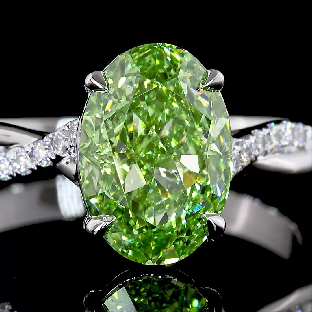 2.17 Cts 14k White Gold Oval Shape Solitaire Diamond Shank Ring - Image 3