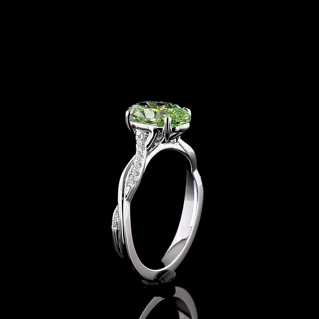 2.17 Cts 14k White Gold Oval Shape Solitaire Diamond Shank Ring - Image 4