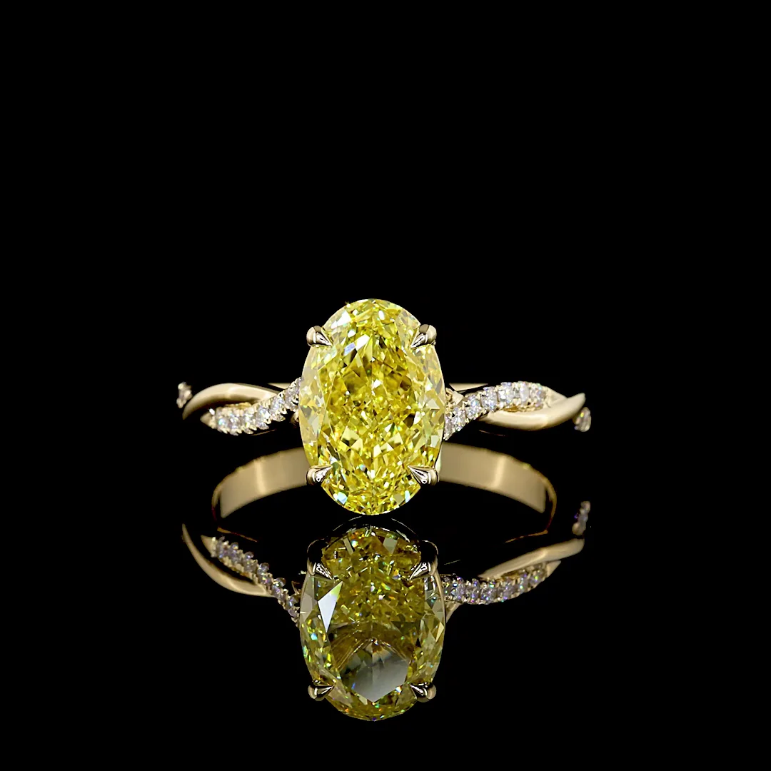 2.47 Cts 14k Yellow Gold Oval Shape Solitaire Diamond Shank Ring - Video