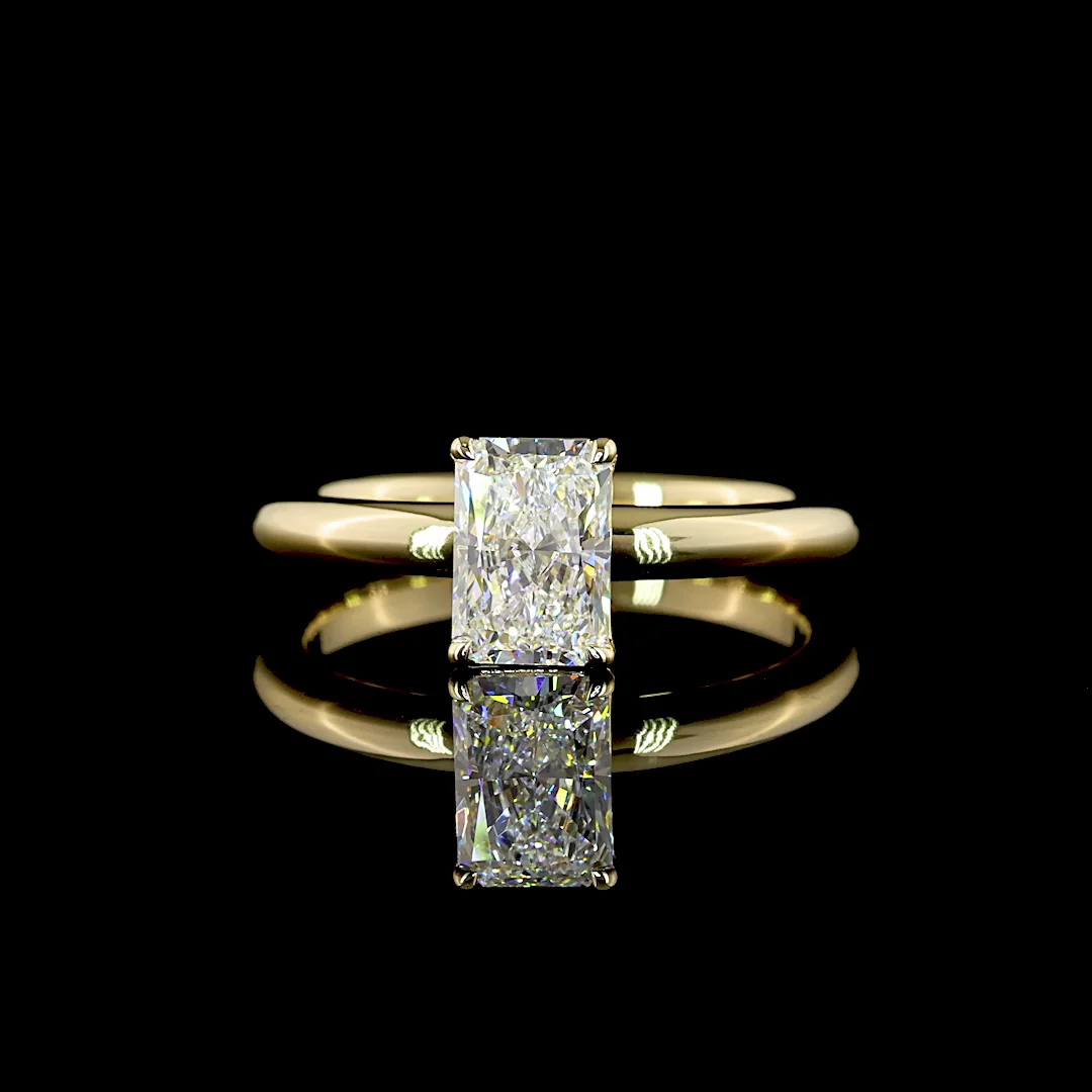1.04 Cts 14k Yellow Gold Radiant Shape Solitaire Ring - Video