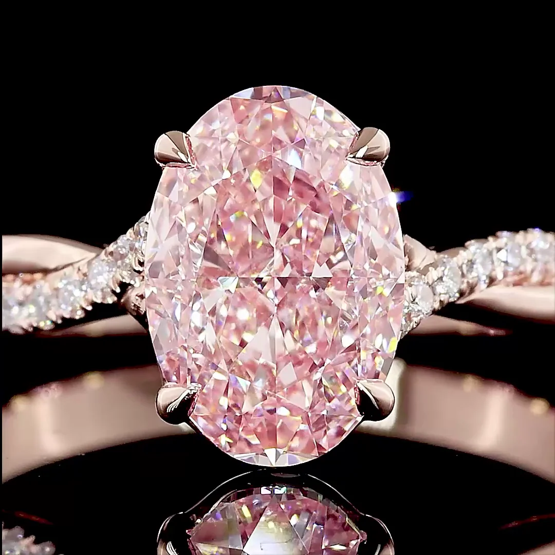 2.16 Cts 14k Rose Gold Oval Shape Solitaire Diamond Shank Ring - Image 3