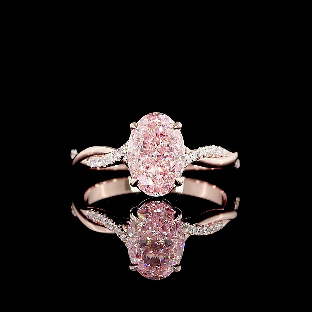 2.16 Cts 14k Rose Gold Oval Shape Solitaire Diamond Shank Ring - Video