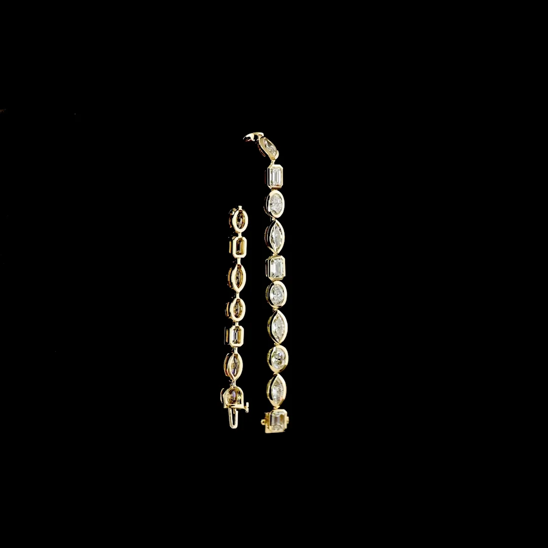 11.6 Cts 14k Yellow Gold Emerald Shape Tennis Bracelet - Image 3