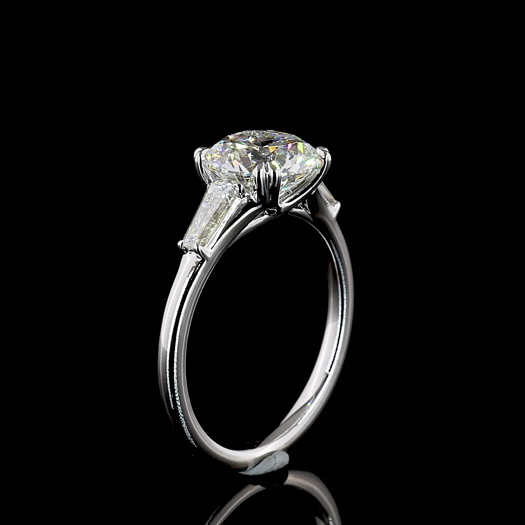 2.88 Cts 14k White Gold Round Shape 3 Stones Ring - Image 4