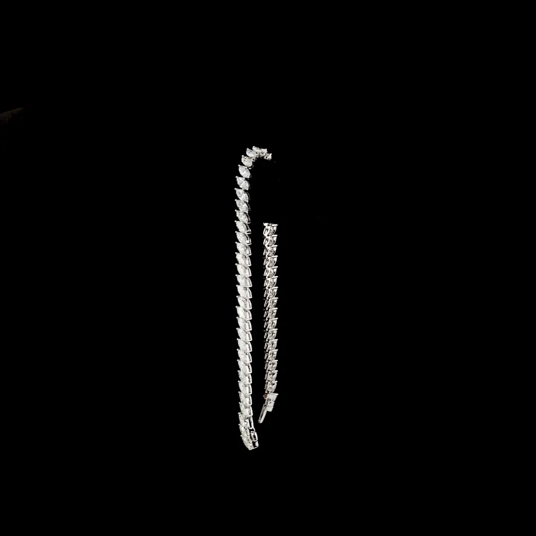 6.65 Cts 14k White Gold Marquise Shape Tennis Bracelet - Image 3