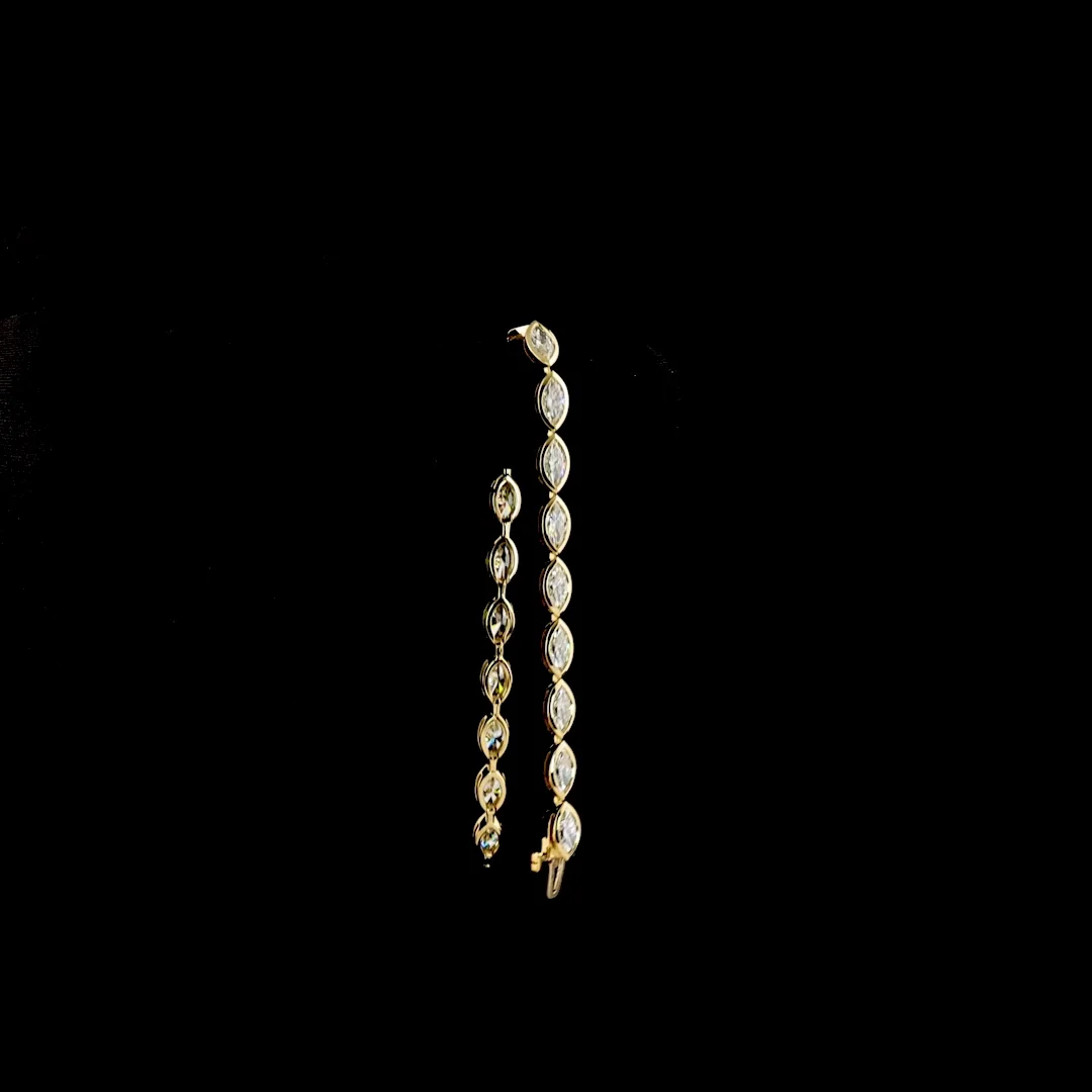 7.28 Cts 14k Yellow Gold Marquise Shape Tennis Bracelet - Image 3