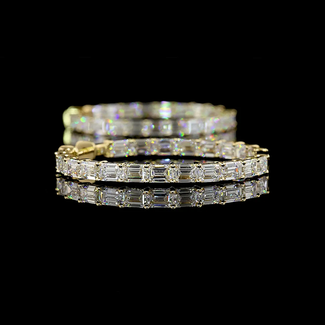 11.12 Cts 14k Yellow Gold Emerald Shape Hoops Earring - Image 4