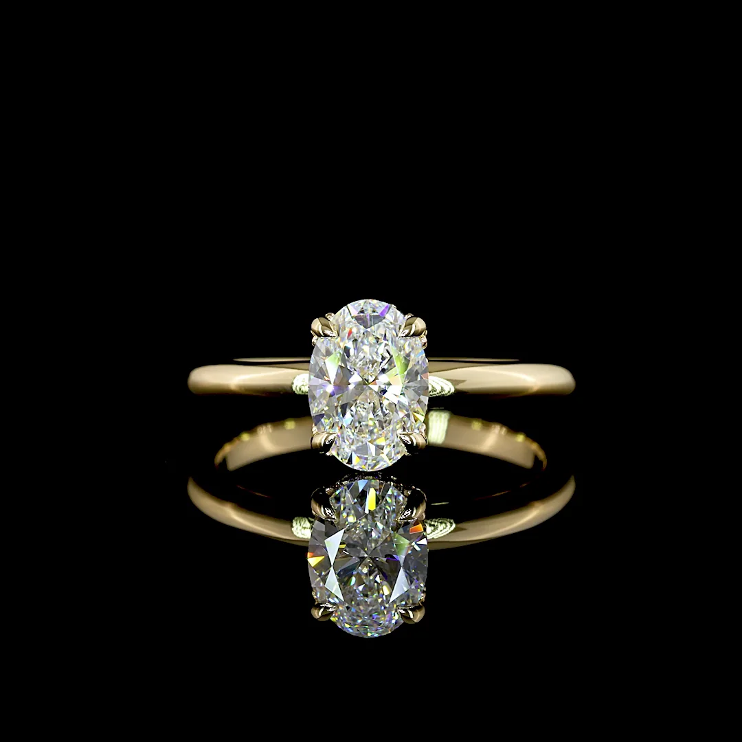 1.12 Cts 14k Yellow Gold Oval Shape Hidden Halo Ring - Video