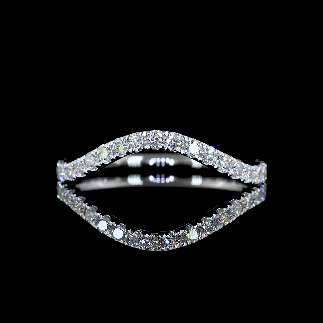 0.44 Cts 14k White Gold Round Shape Half Eternity Eternity Band - Video