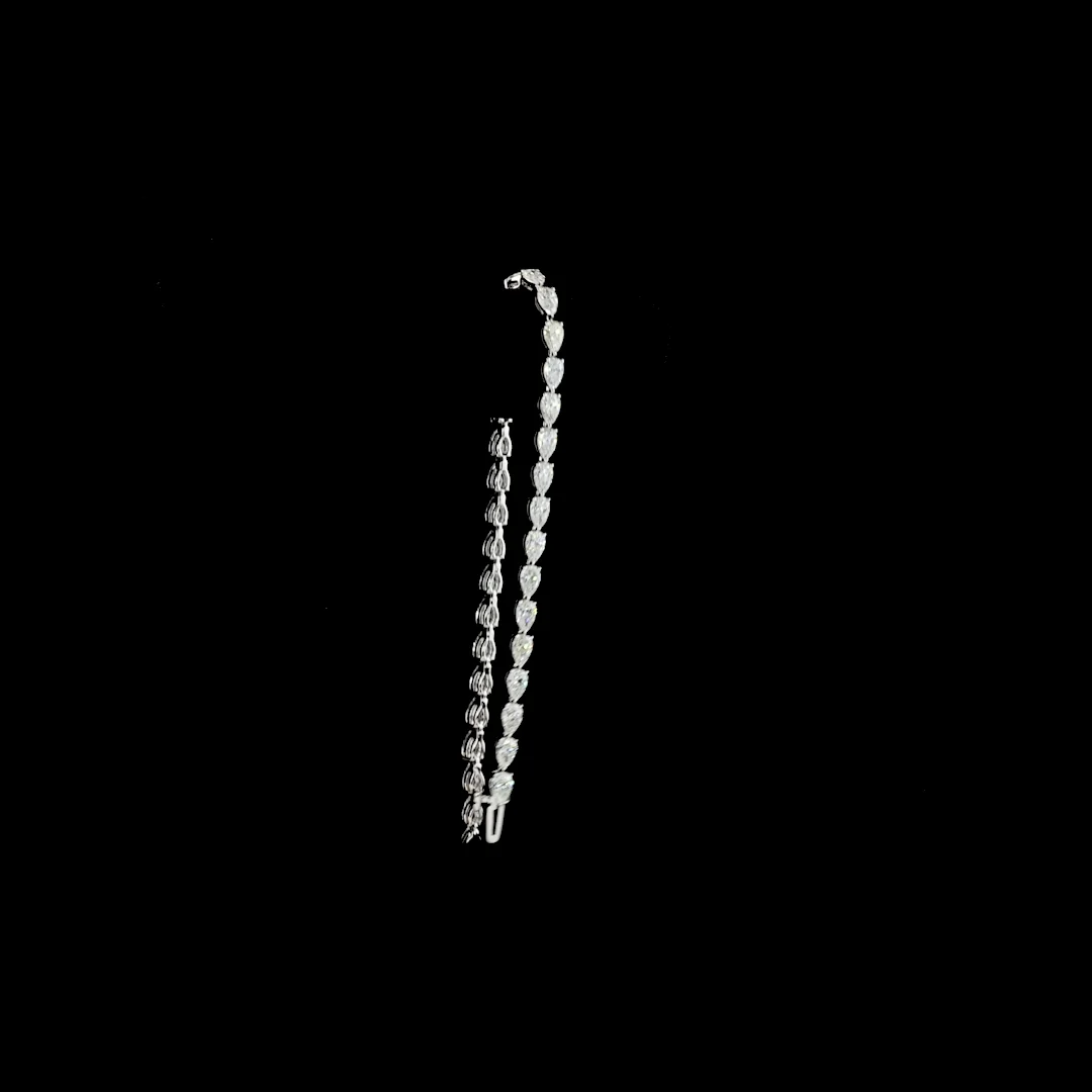 6.1 Cts 14k White Gold Pear Shape Tennis Bracelet - Image 3