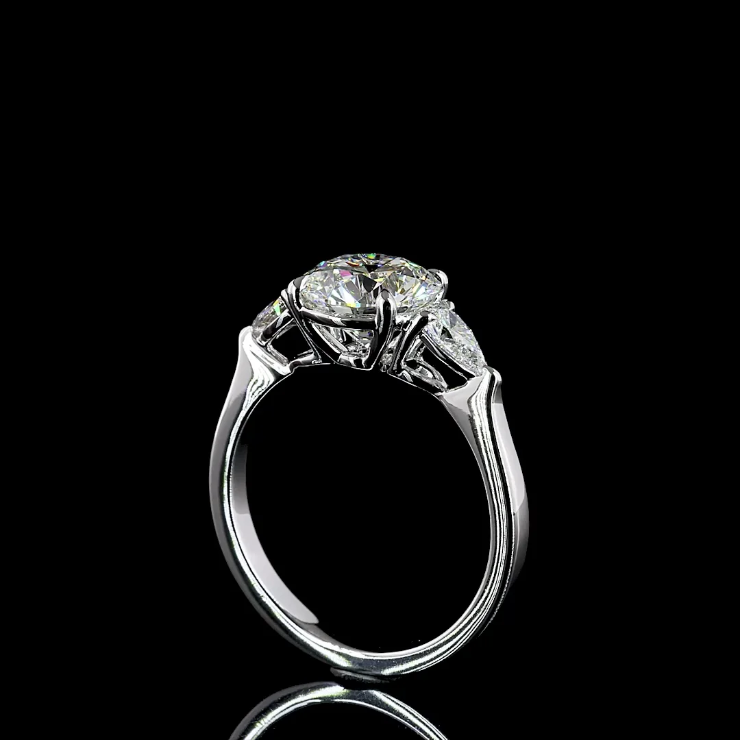 2.61 Cts 18k White Gold Mix Shape 3 Stones Ring - Image 2