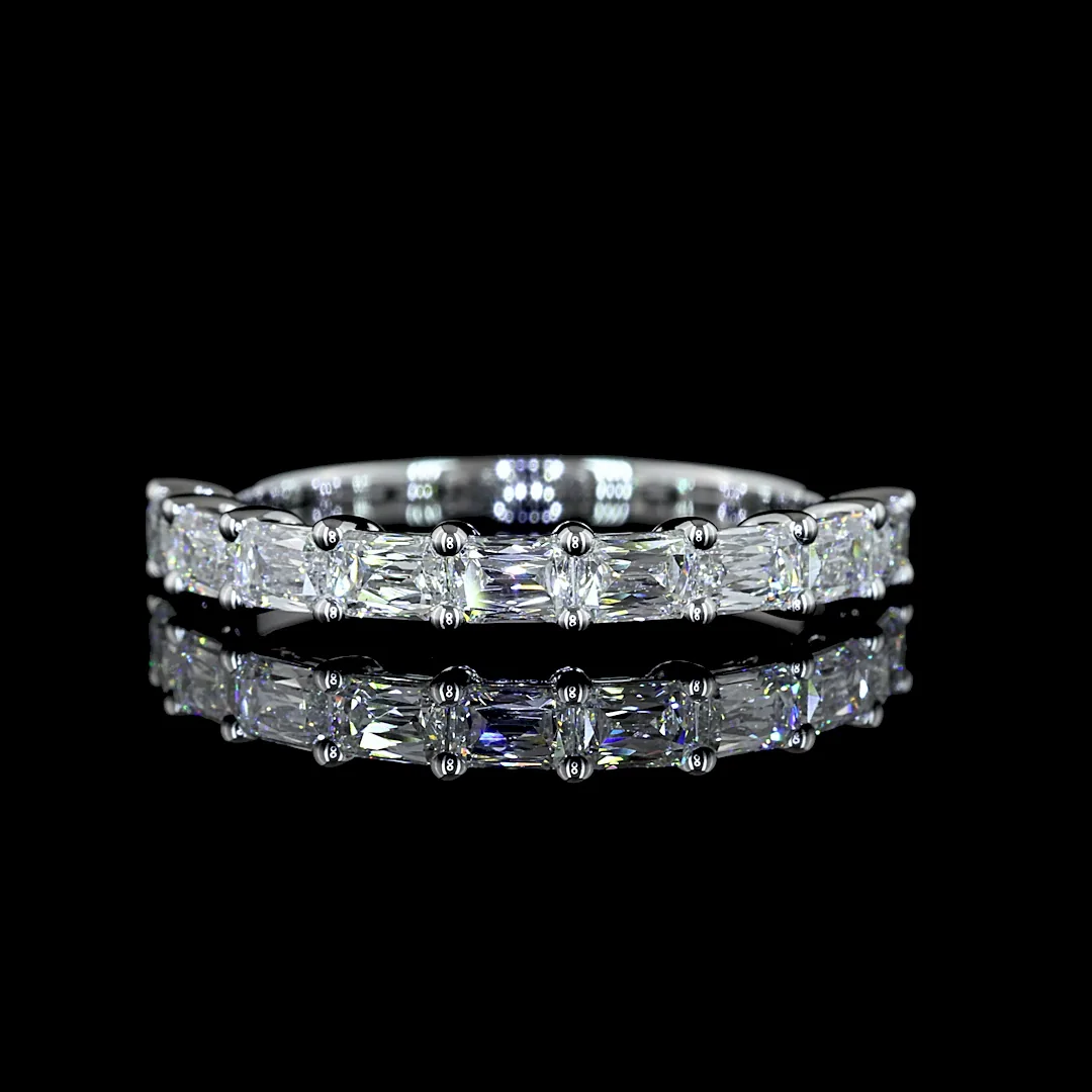 0.94 Cts 14k White Gold Radiant Modified Shape Half Eternity Eternity Band - Video