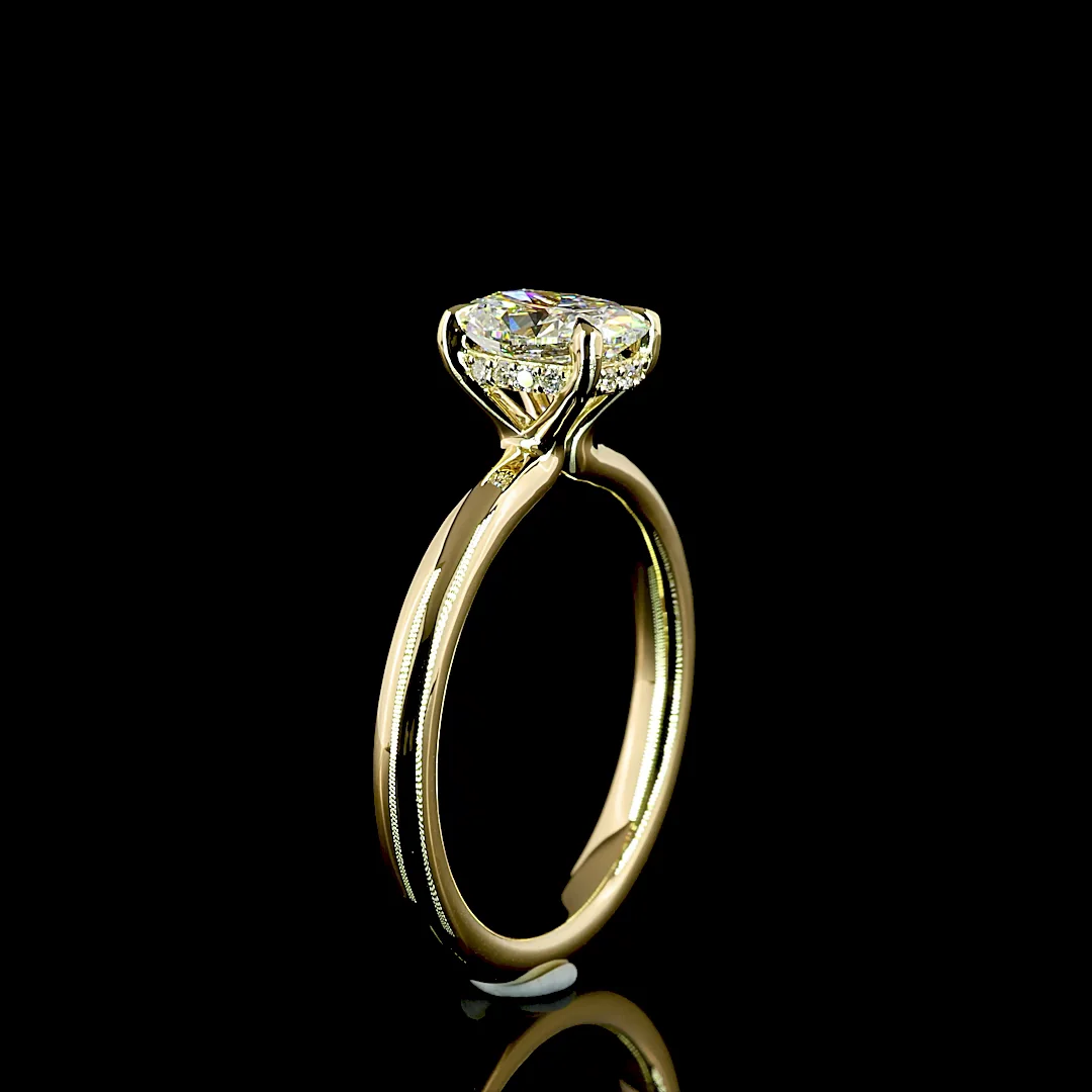 1.08 Cts 14k Yellow Gold Mix Shape Hidden Halo Ring - Image 4