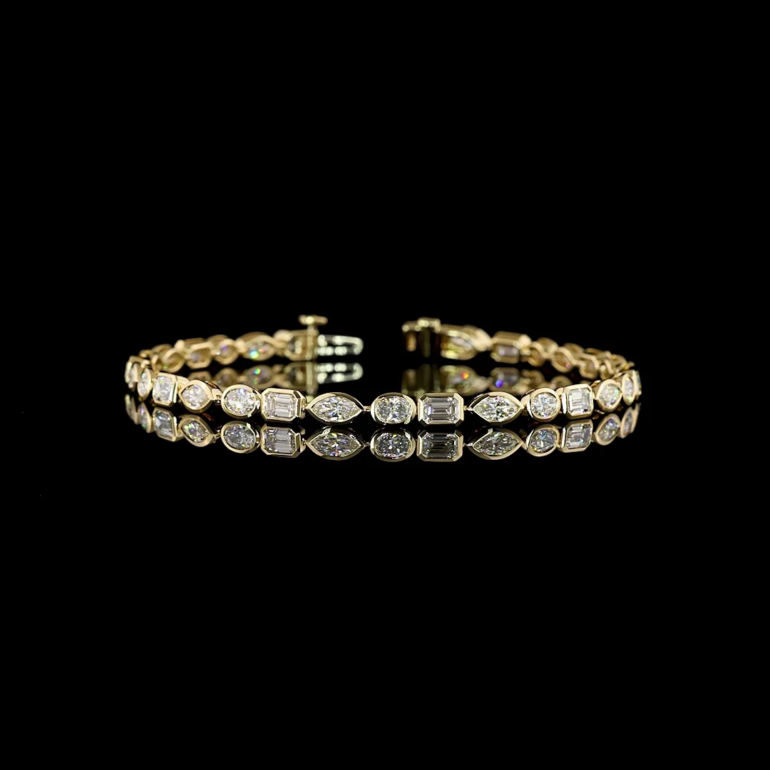 5.4 Cts 14k Yellow Gold Mix Shape Tennis Bracelet - Video