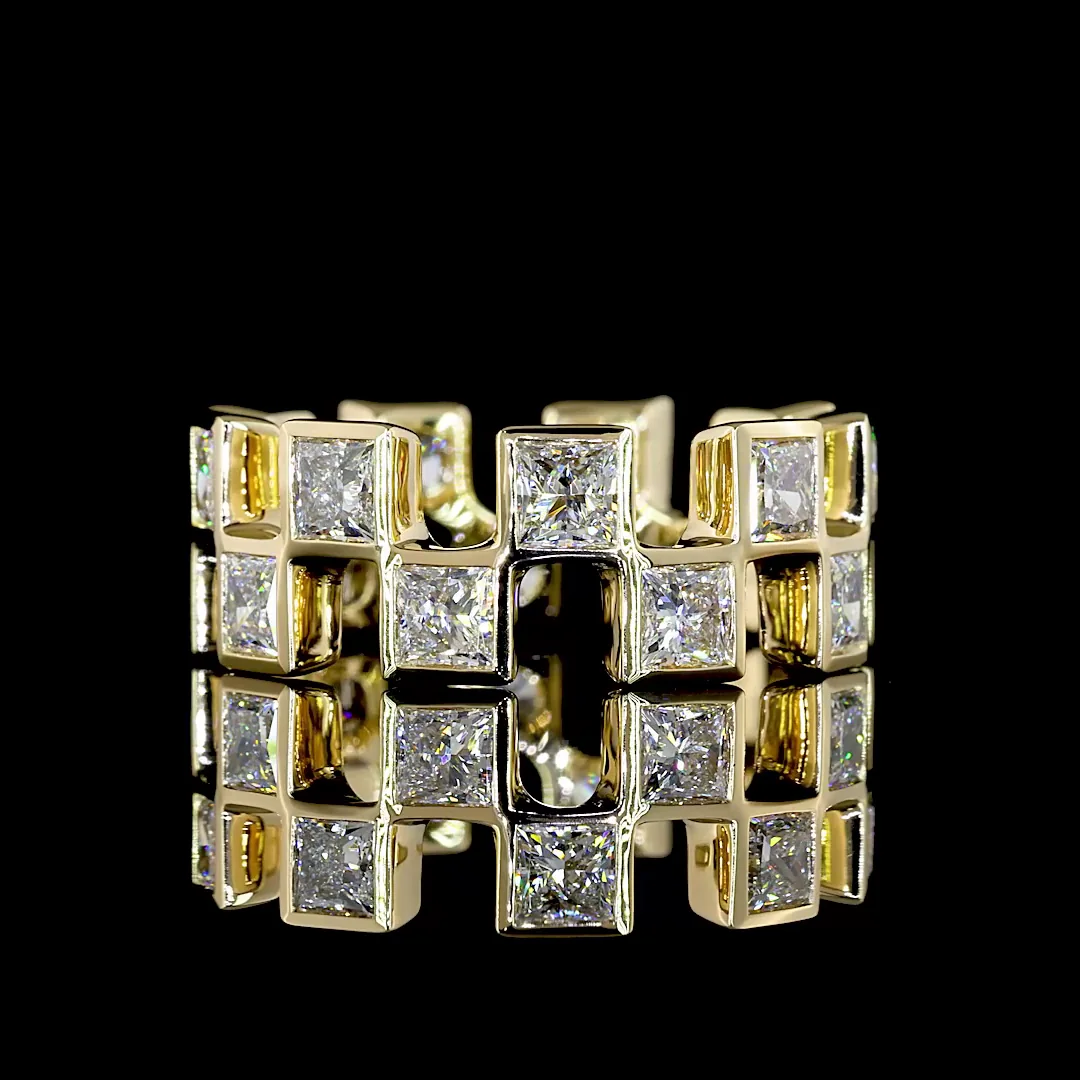 3.62 Cts 14k Yellow Gold Princess Shape Eternity Band Eternity Band - Video