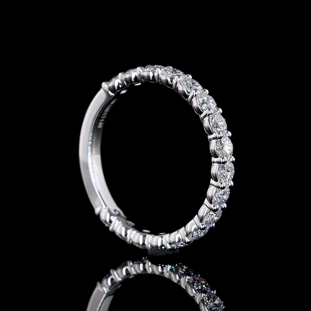 0.98 Cts 14k White Gold Round Shape 3/4 Band Eternity Band - Image 2