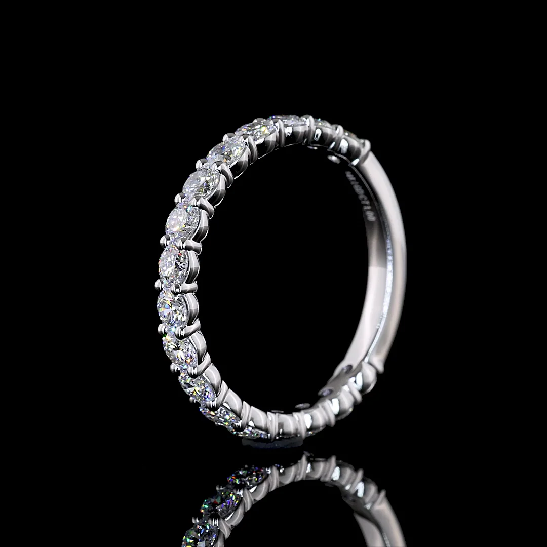 0.98 Cts 14k White Gold Round Shape 3/4 Band Eternity Band - Image 4