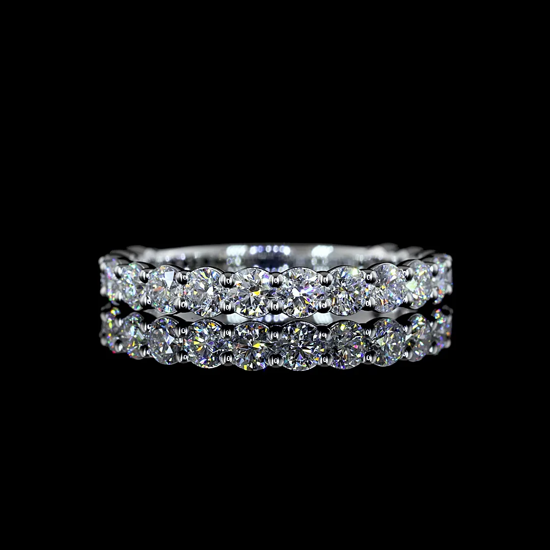 0.98 Cts 14k White Gold Round Shape 3/4 Band Eternity Band - Video