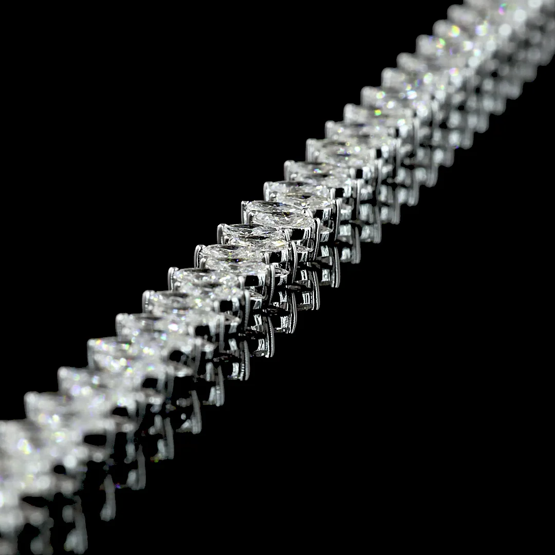9.82 Cts 14k White Gold Marquise Shape Tennis Necklace - Image 4