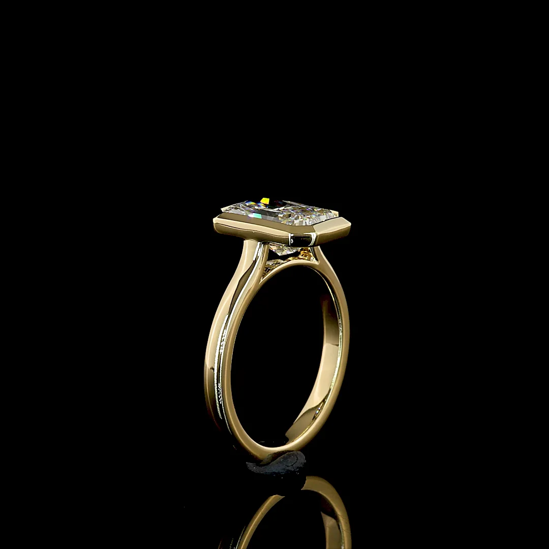 2.18 Cts 14k Yellow Gold Radiant Shape Solitaire Ring - Image 4